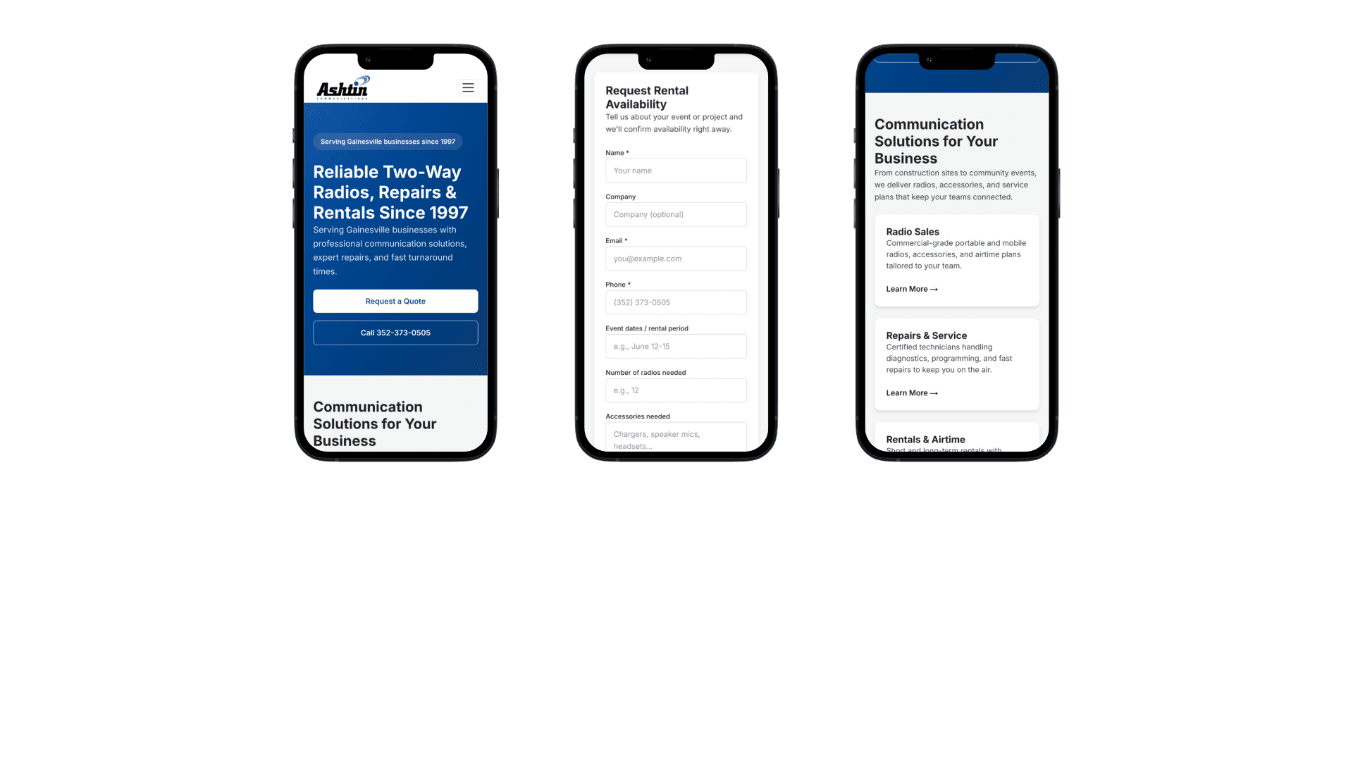 Ashtin Communications website preview